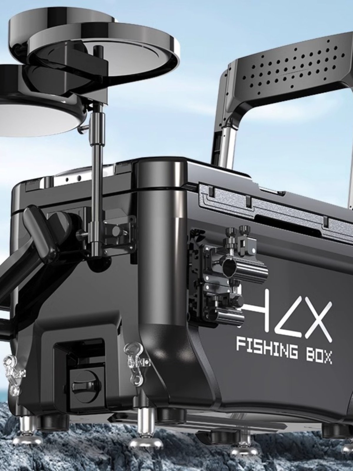 New gear for a new 2024 station fishing tank full of super-light multi-purpose fishing gear with portable buckets